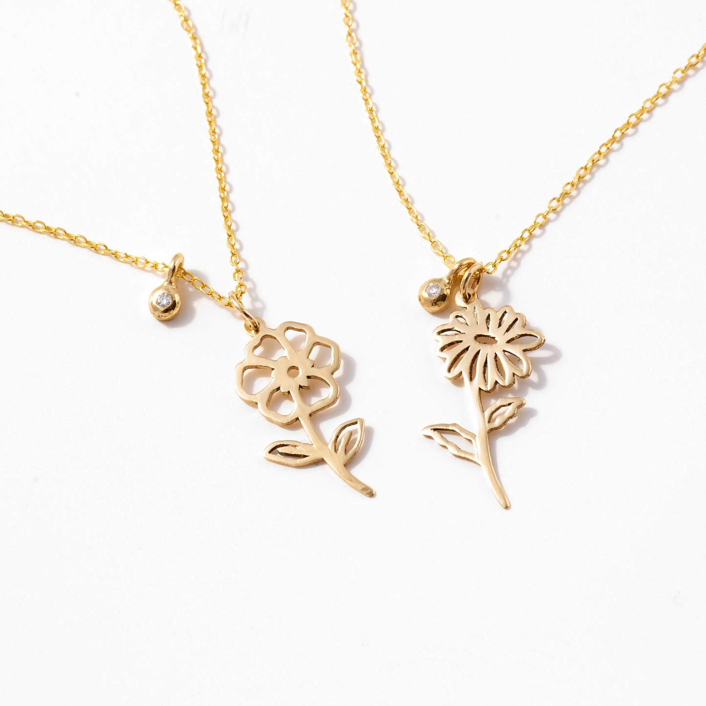 Geburtsblume mit Diamant Halskette