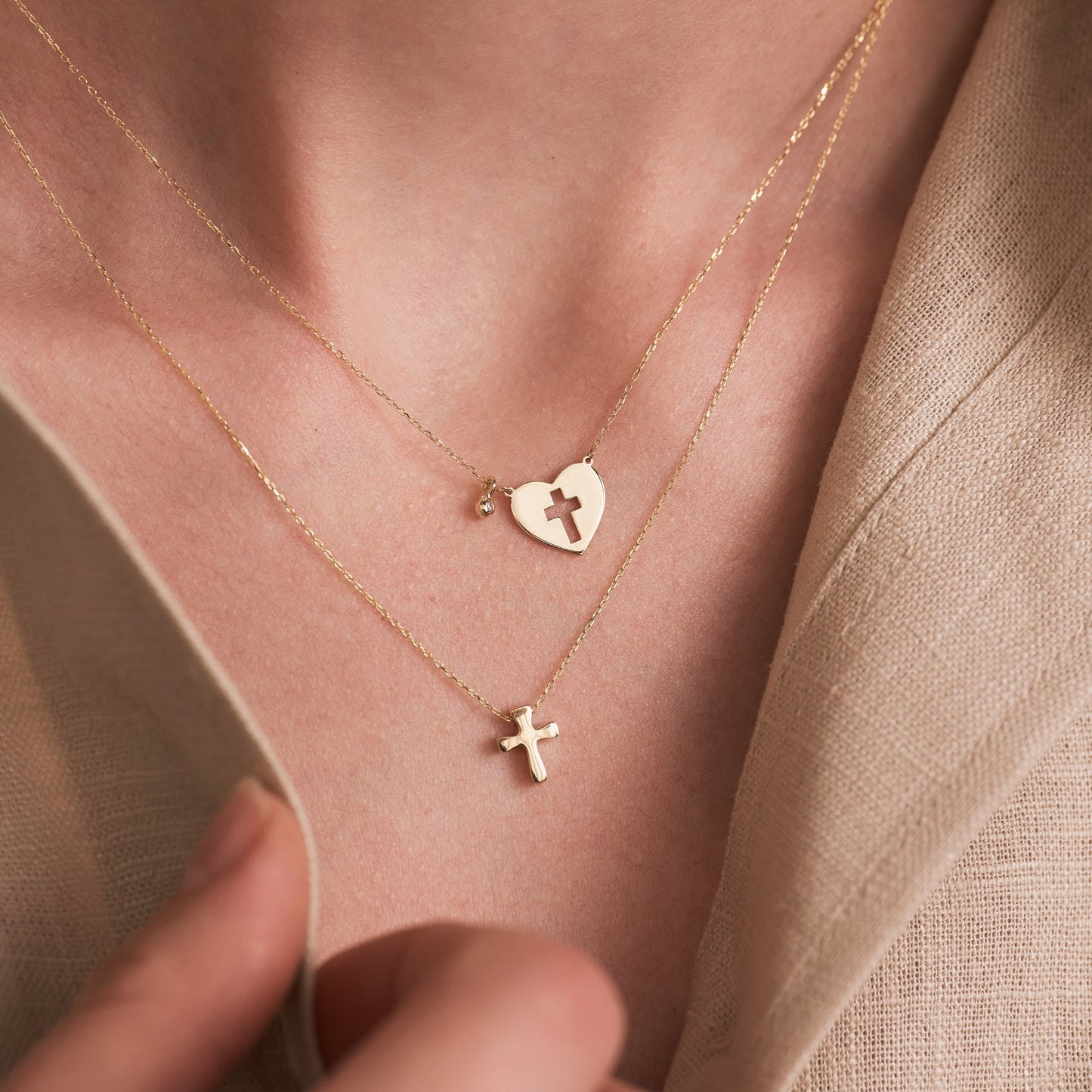 Kreuz-Herz-Diamant-Halskette