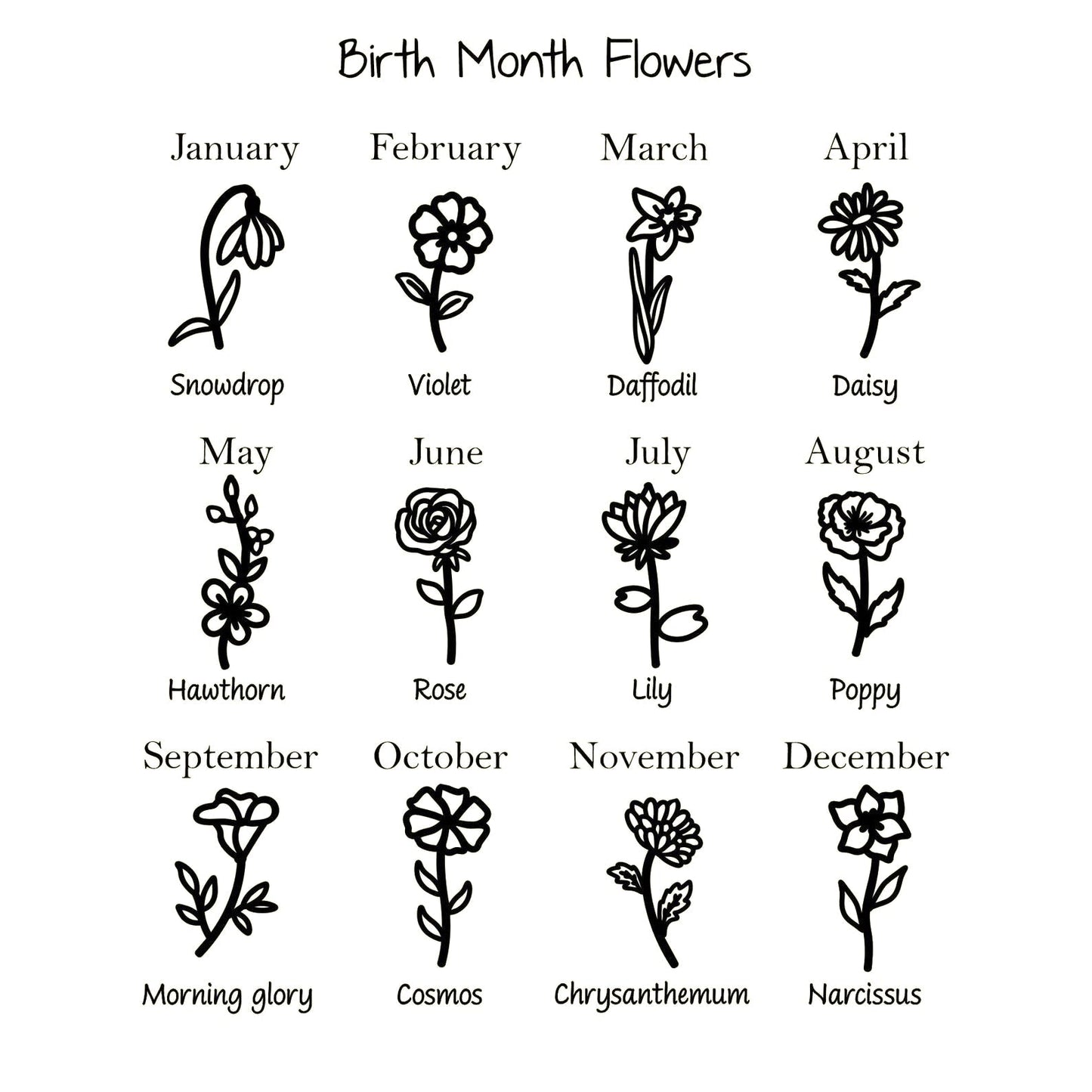 Geburtsblume mit Geburtsstein Anhänger Halskette