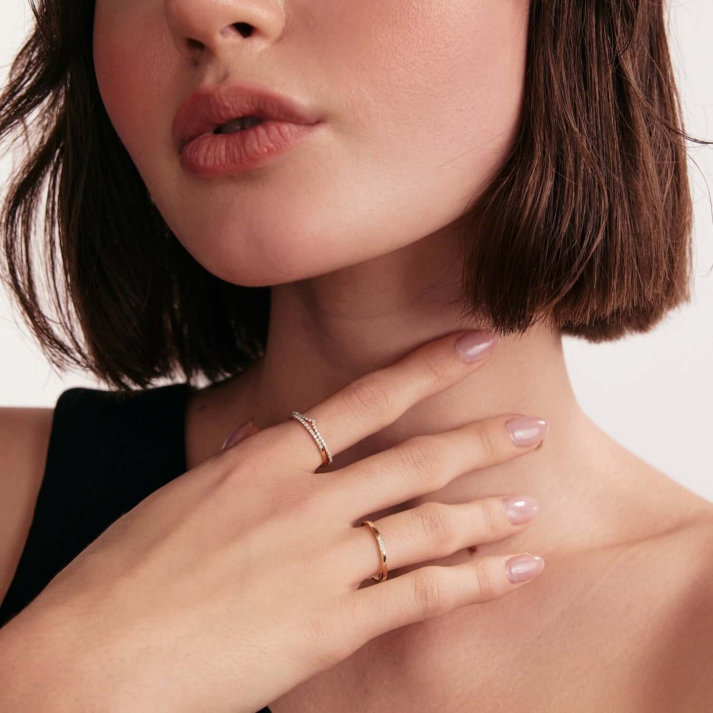 Diamant Halb Ewigkeit Stapelbarer Ring