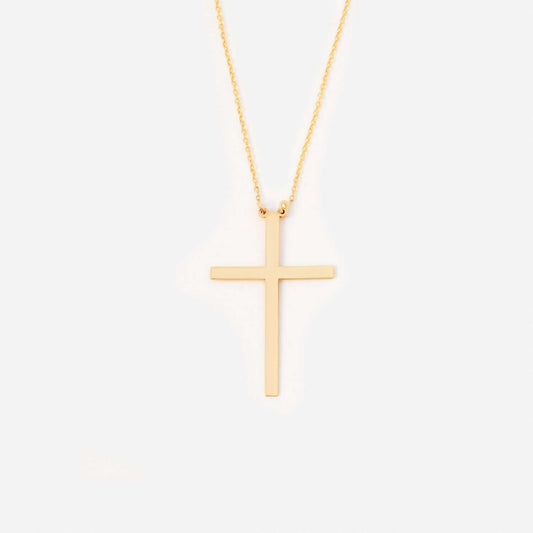 Collier croix audacieuse en or massif 585