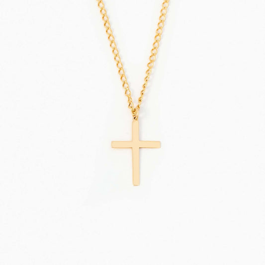 Collier chaîne gourmette croix en or massif 585