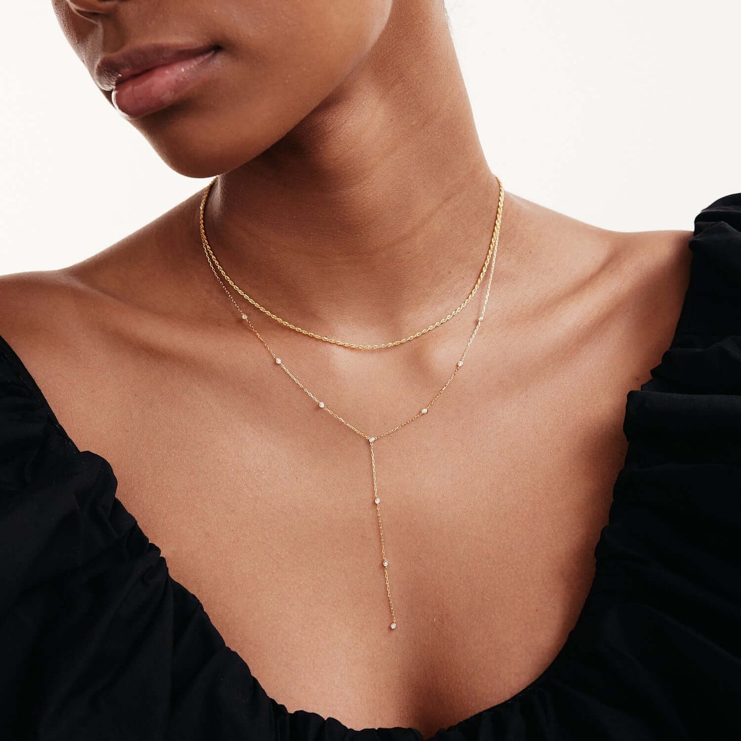 Diamant-Lünettenfassung Y-Halskette