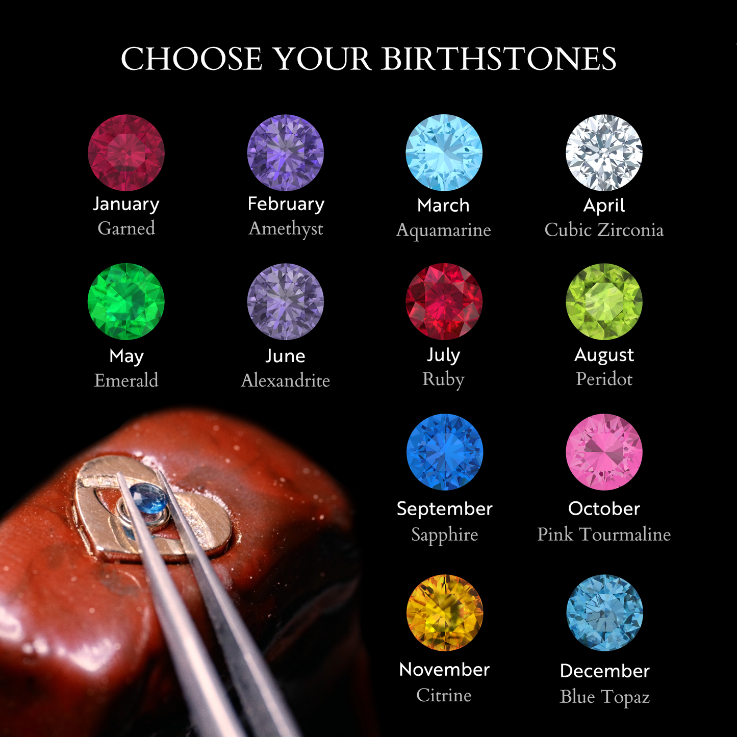 November Solitär Geburtsstein Lünette Armband