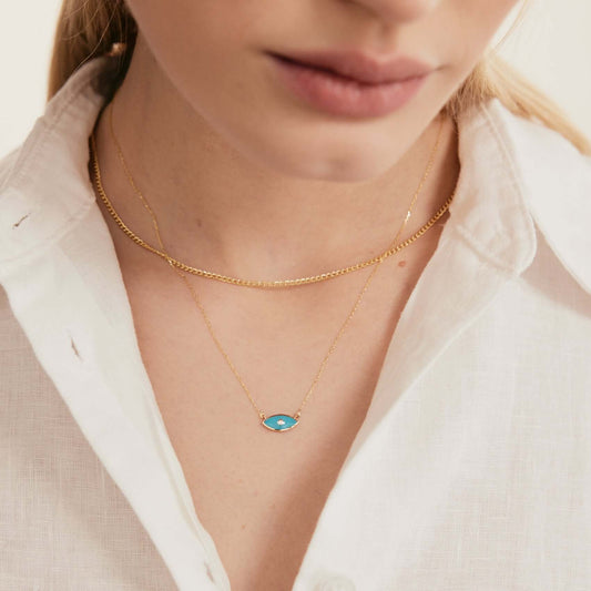 Diamant Emaille Böser Blick Halskette