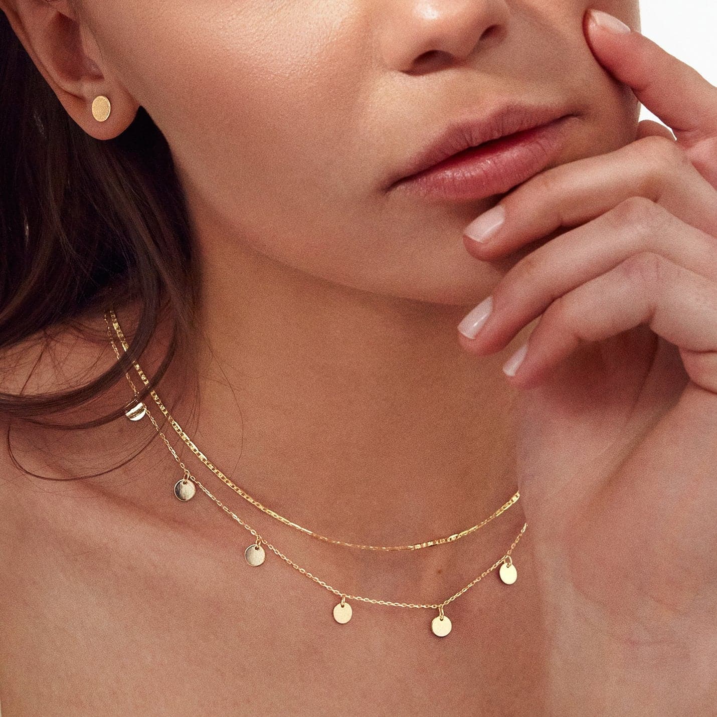Disc Station pendant necklace made of 585 gold