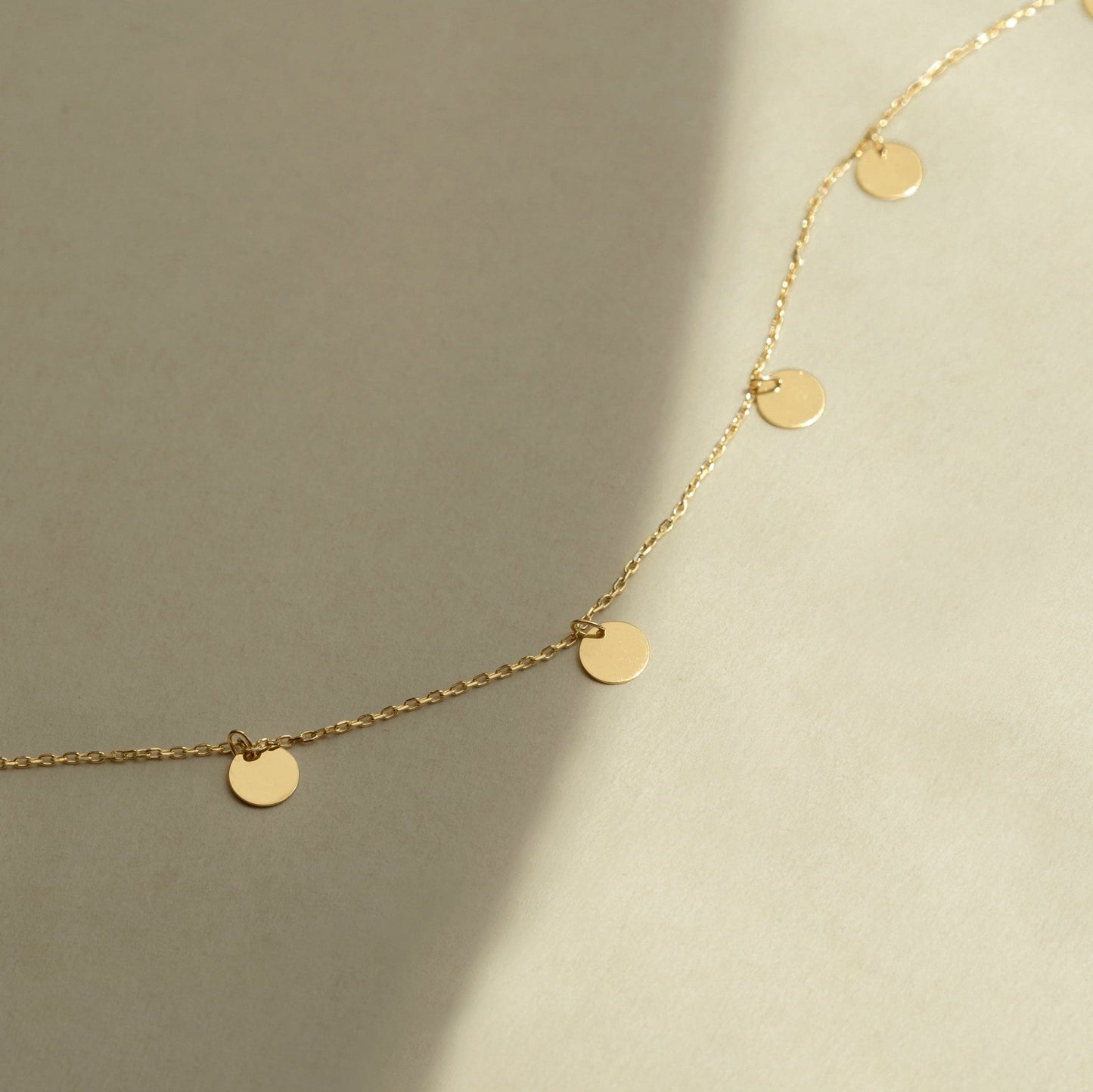 Disc Station pendant necklace made of 585 gold