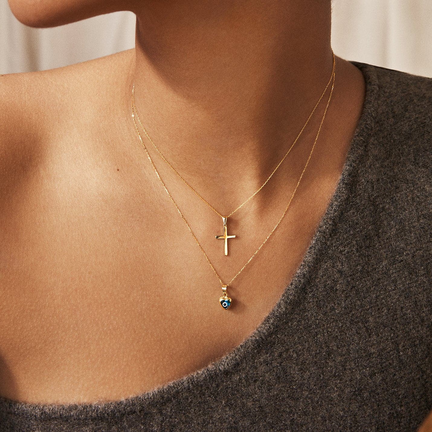 Blaues Herz Böses Auge Halskette