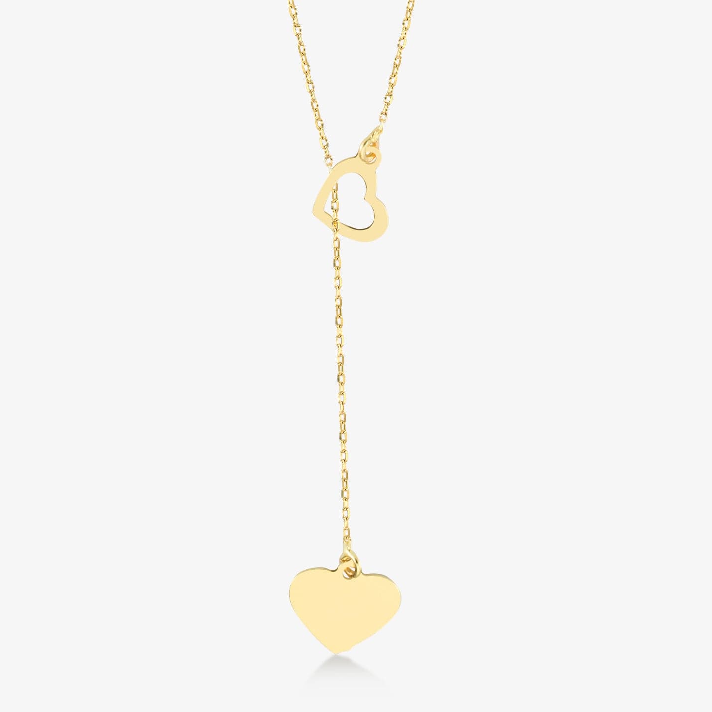 Double Heart Y-Necklace made of 585 Gold