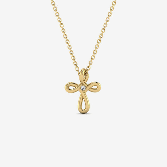 Collier infini croix diamant en or jaune 585