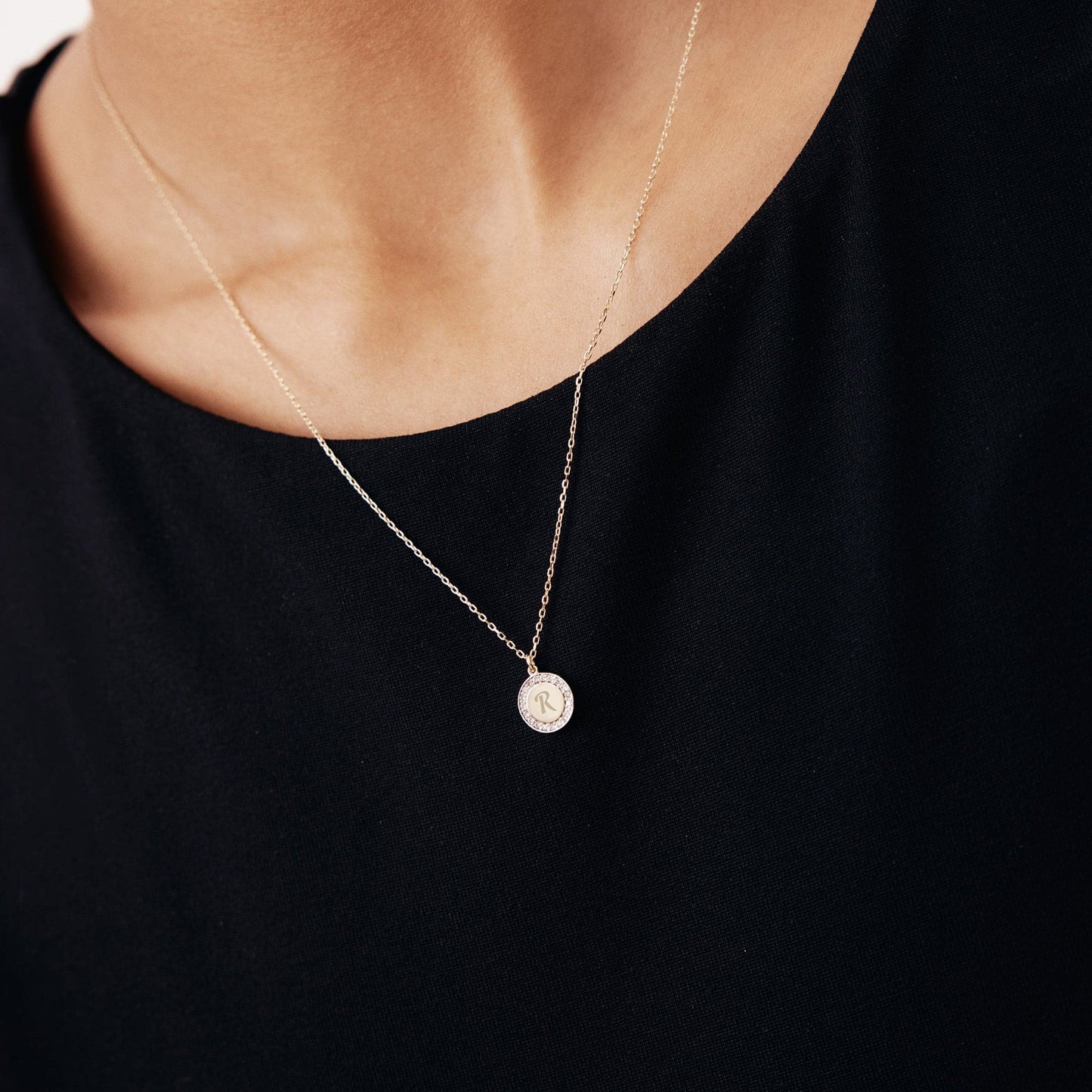 Diamantene, gravierbare Scheibenkette