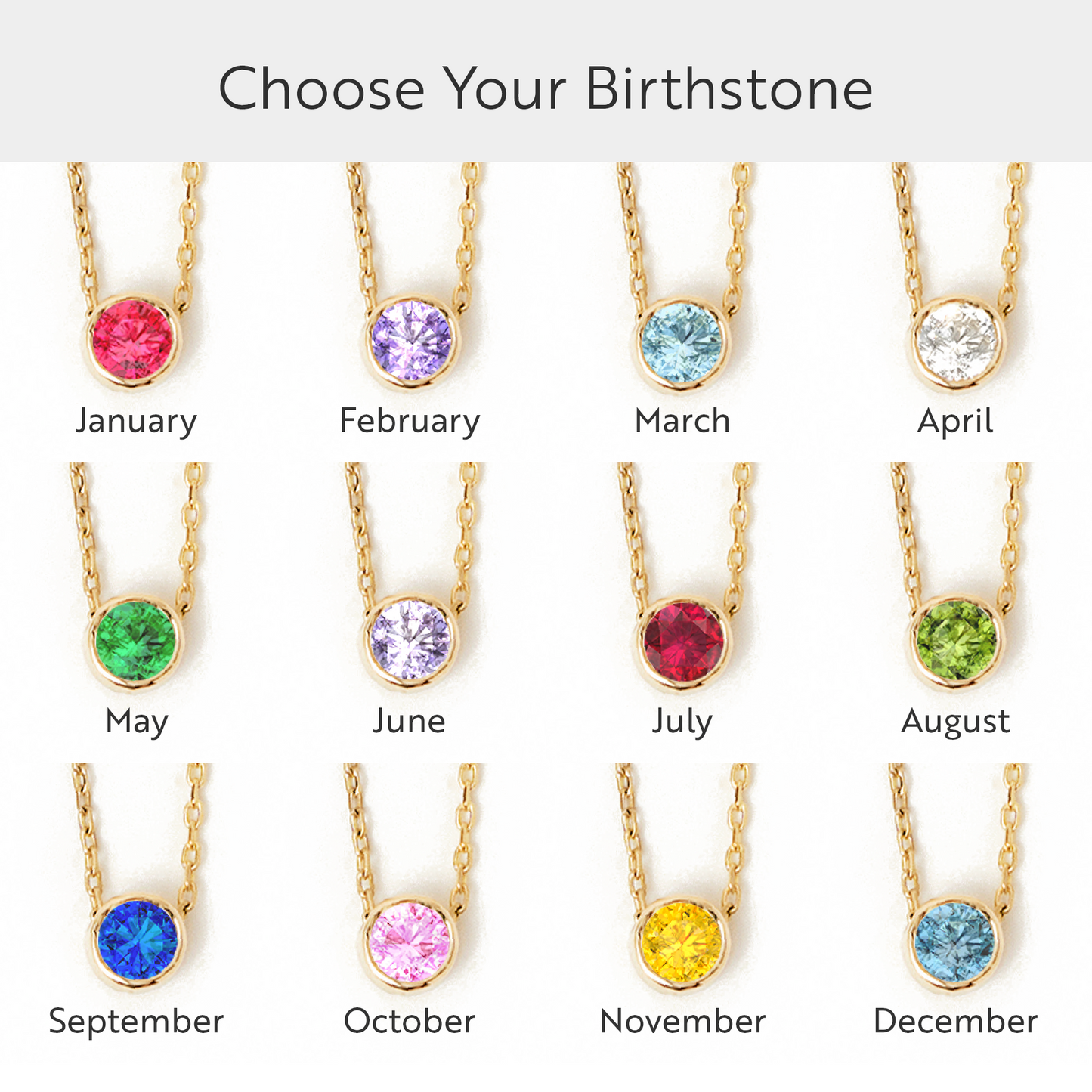 November Birthstone Solitaire Floating Necklace in 585 gold