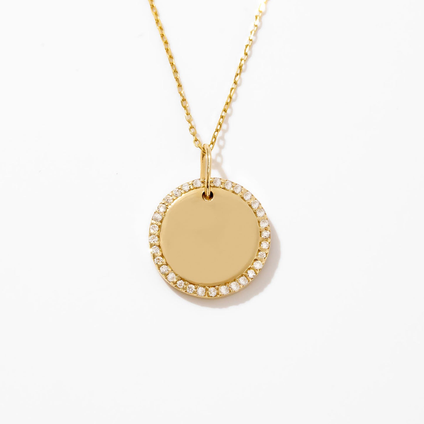 Engravable disc chain in 585 solid gold