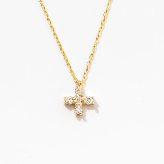 Collier petite croix de diamants en or massif 585