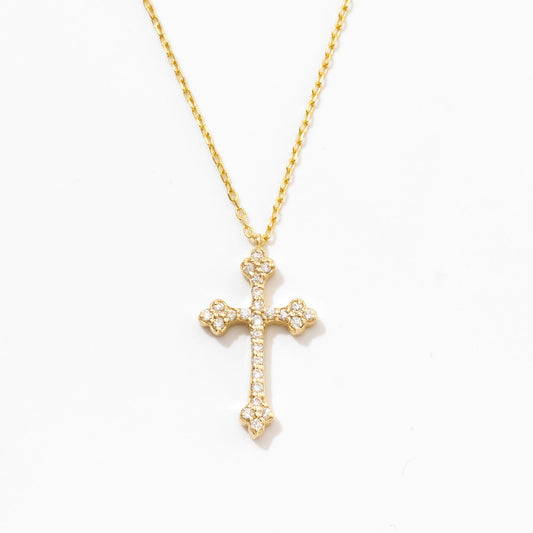 Collier Petite Croix Diamant en or massif 585