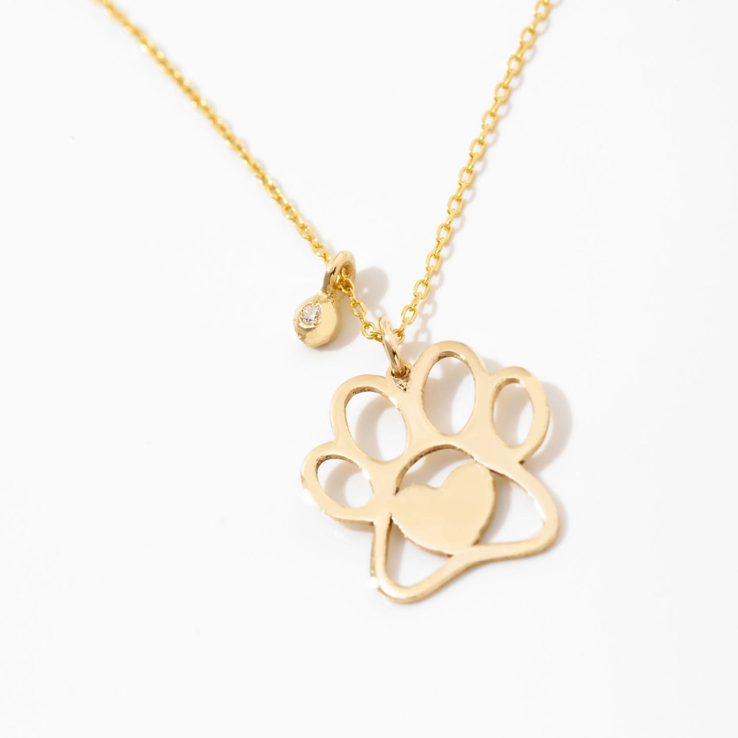 Tiny Paw Print Halskette mit Diamant