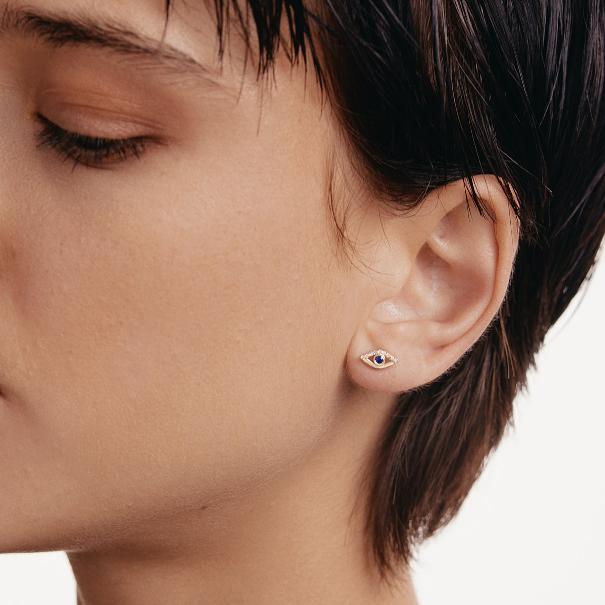 Diamant und Geburtsstein Böser Blick Ohrstecker