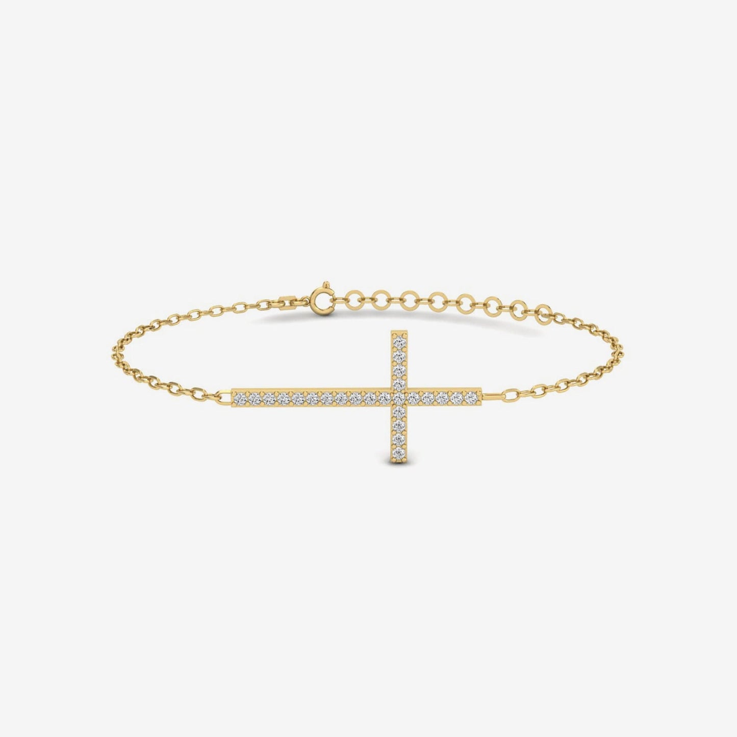 Horizontales Kreuz-Armband mit Diamantpflaster