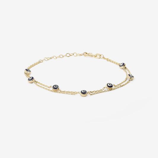 Doppelstrang Evil Eye Station Armband