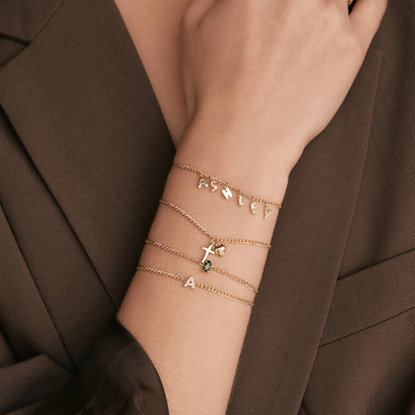 Cross and Heart Charm Armband