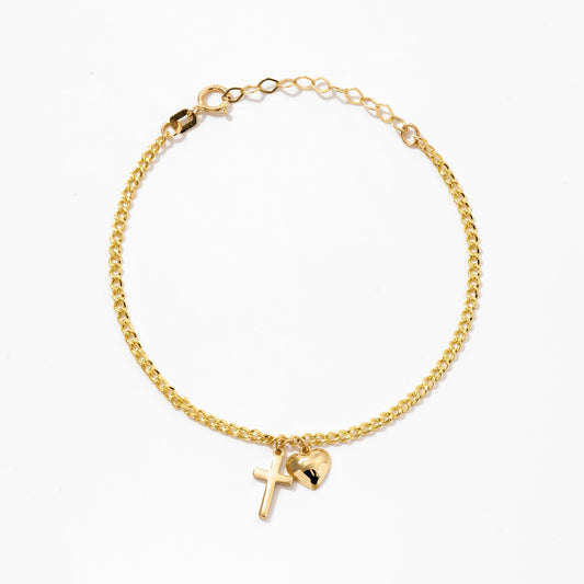 Cross and Heart Charm Armband