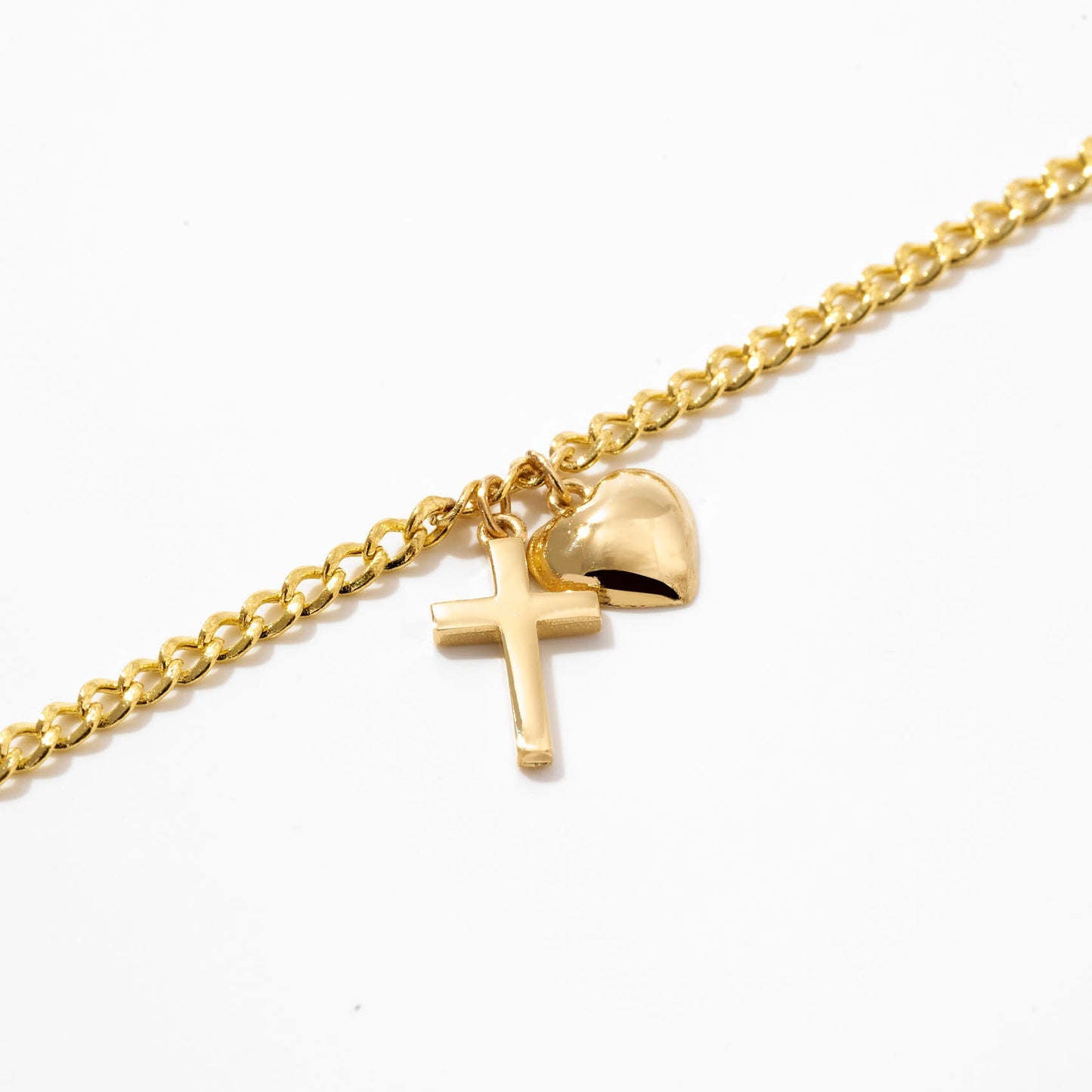 Cross and Heart Charm Armband