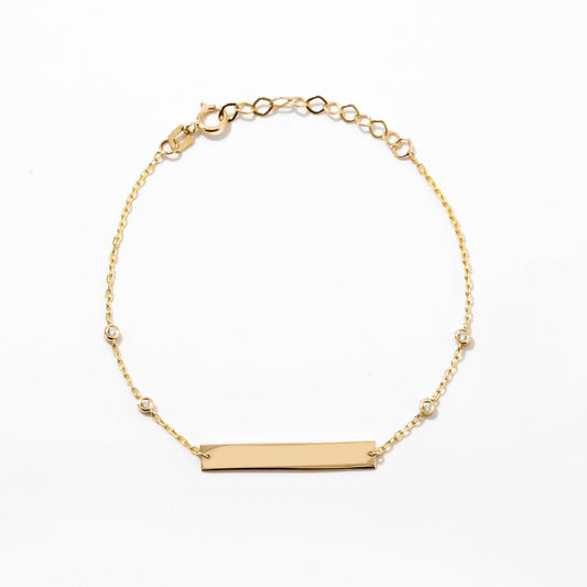 Gravierbares Lünetten Diamant Station Armband