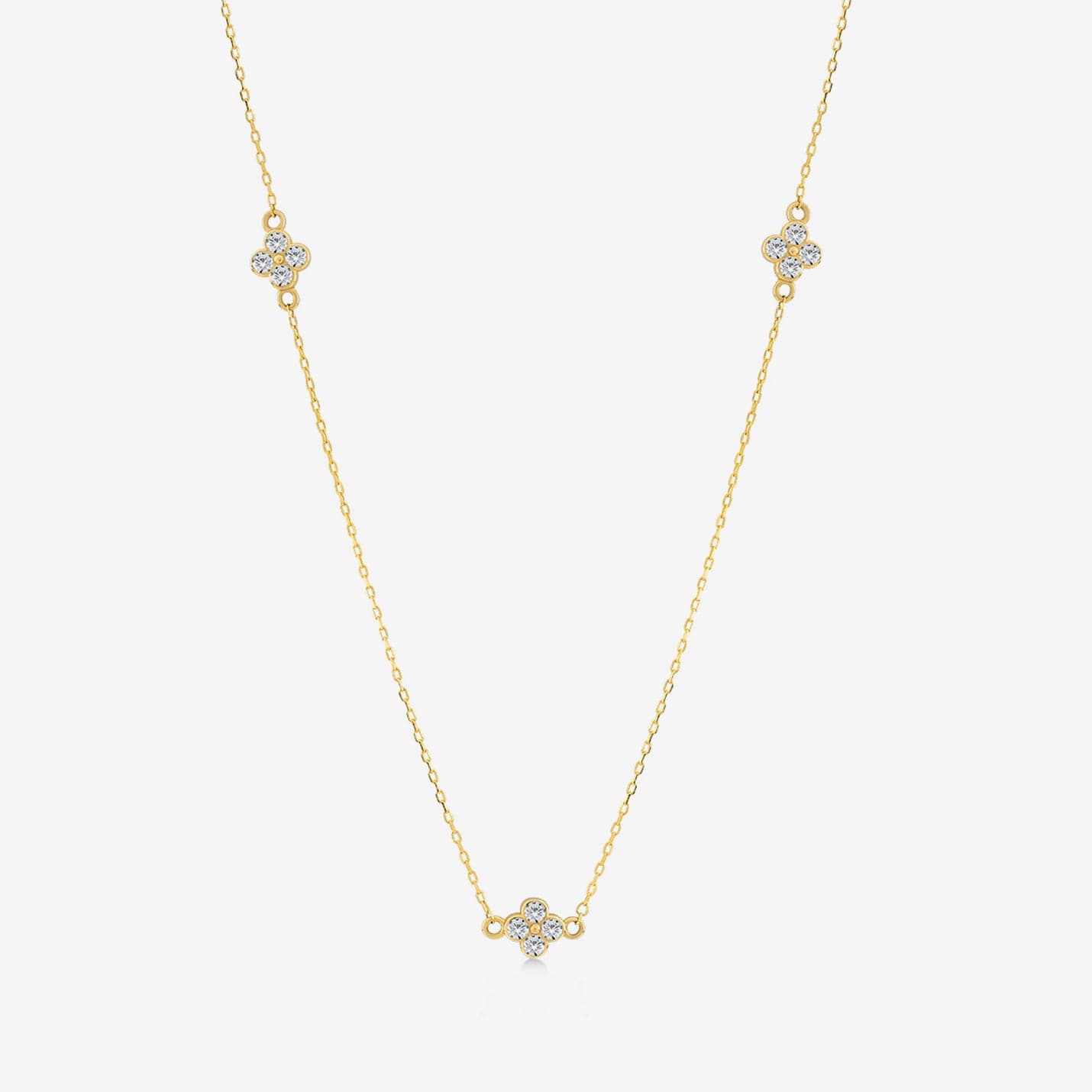 Collier station de fleurs en diamant en or massif 585