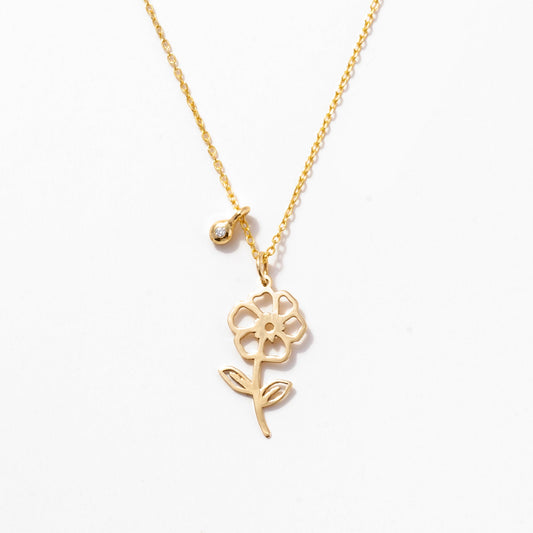 Geburtsblume mit Diamant Halskette