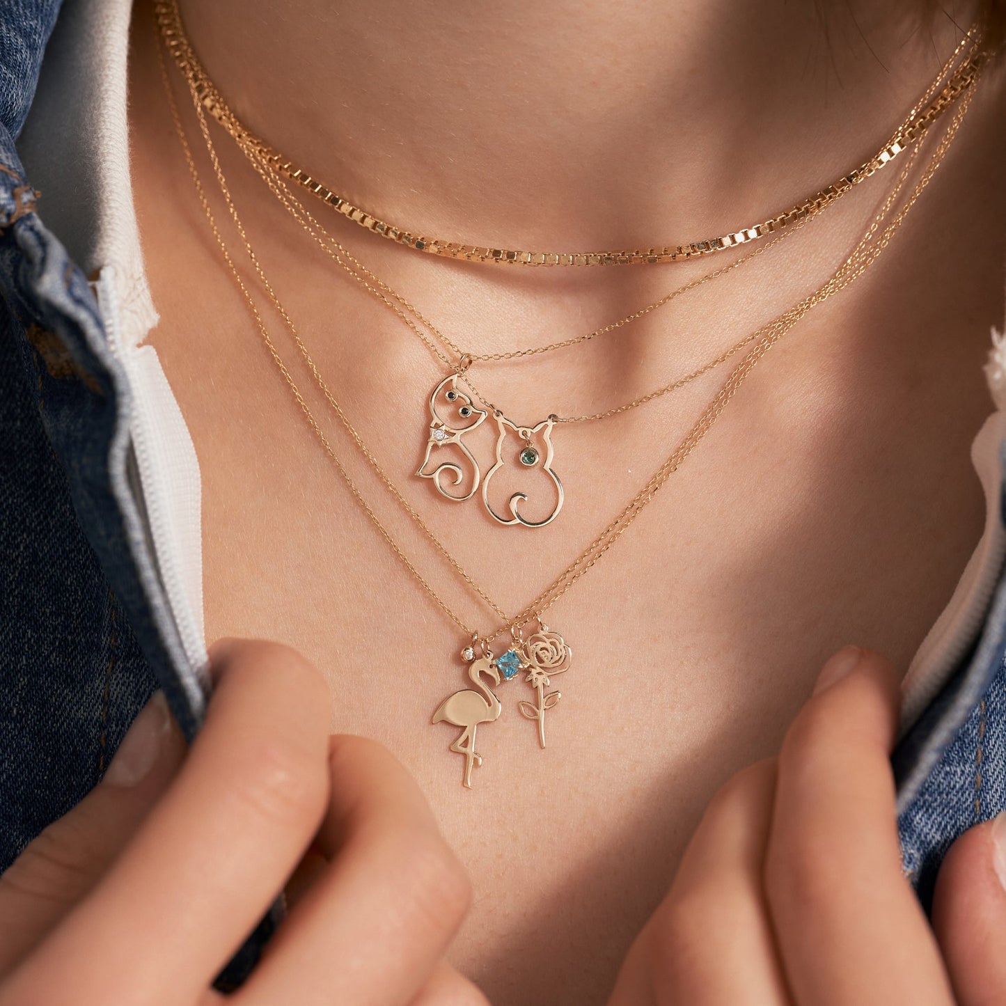 Diamant Kitty Katze Halskette