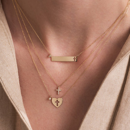 Kreuz-Herz-Diamant-Halskette