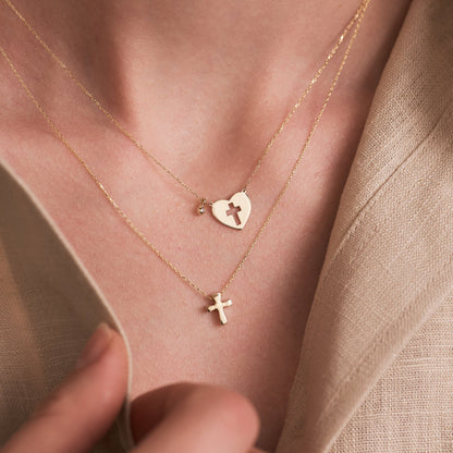Kreuz-Herz-Diamant-Halskette