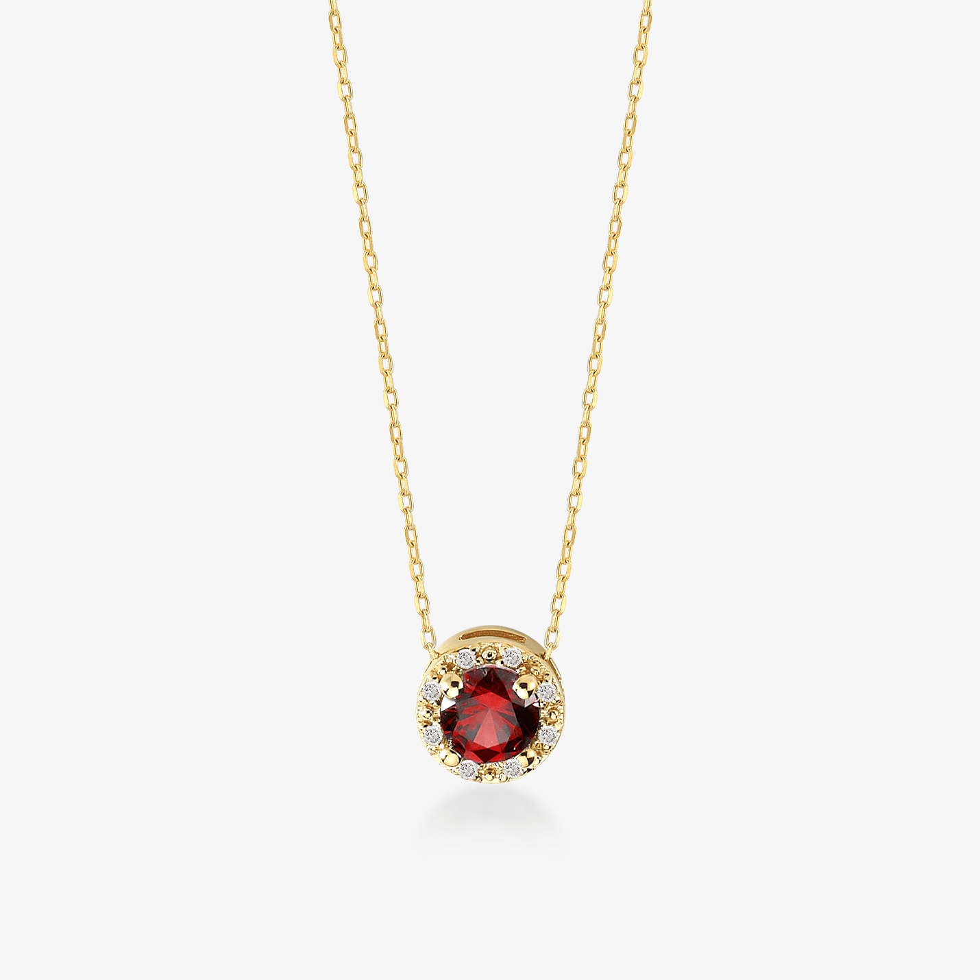 Halskette mit Rahmenanhänger aus Diamanten und Rubinen