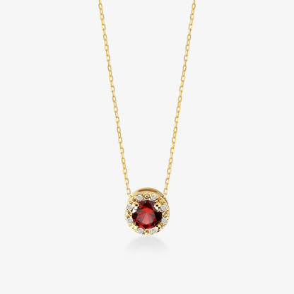 Halskette mit Rahmenanhänger aus Diamanten und Rubinen