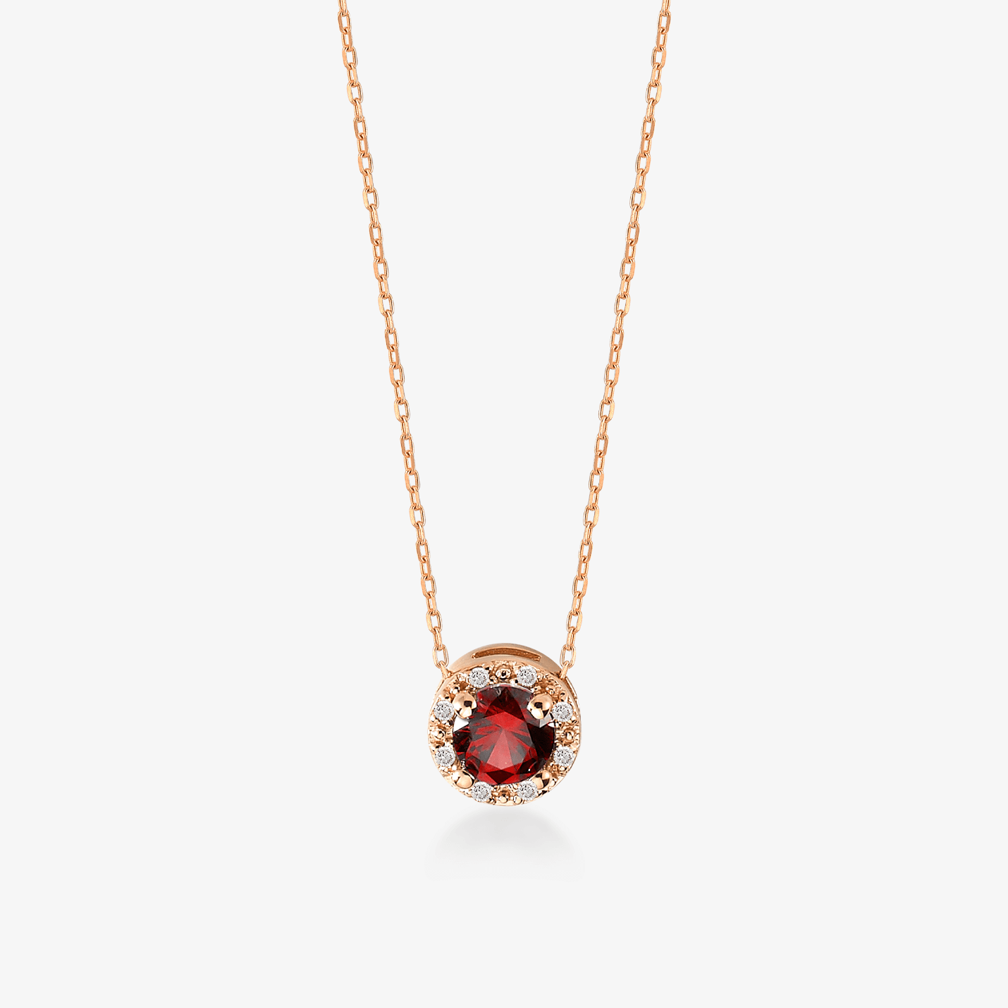 Halskette mit Rahmenanhänger aus Diamanten und Rubinen