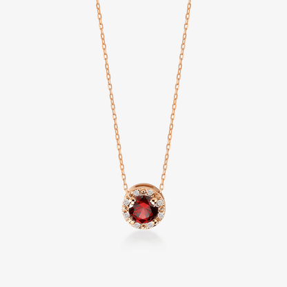 Halskette mit Rahmenanhänger aus Diamanten und Rubinen