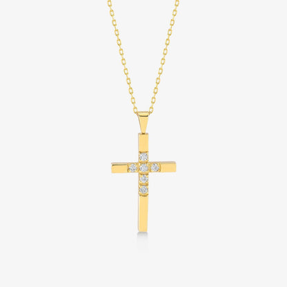 Kleine Diamantkreuz-Halskette