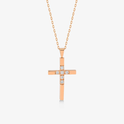 Kleine Diamantkreuz-Halskette