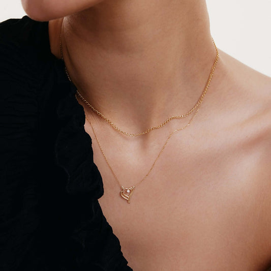 Diamant Doppelherz Halskette