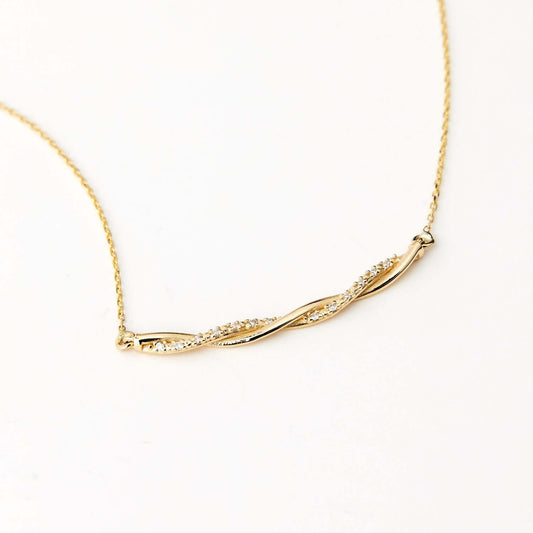 Diamond Twisted Rope Necklace in 14K Solid Gold
