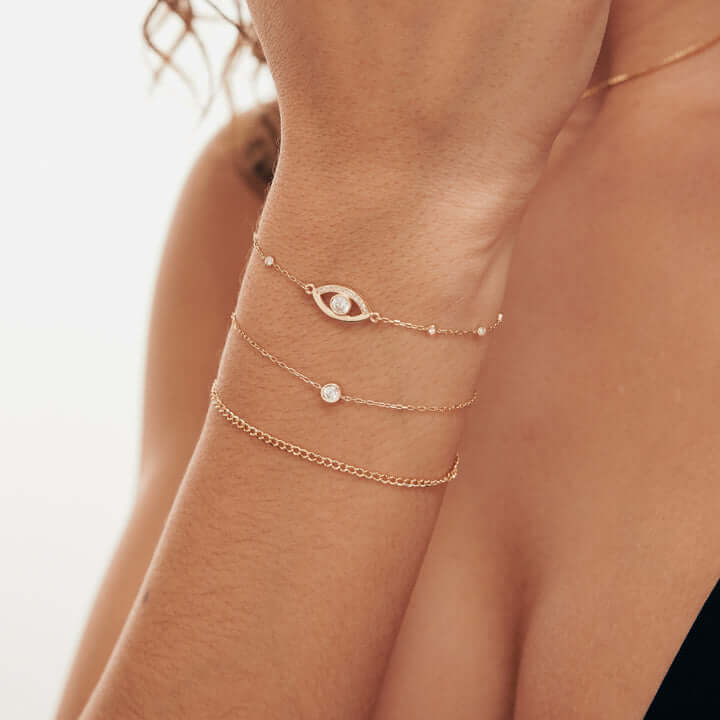 CZ Evil Eye Station Armband