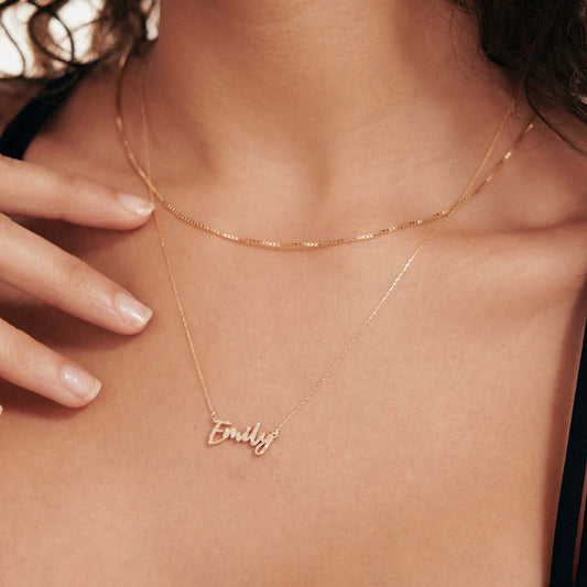 Diamond Script Name Necklace in 585 Solid Gold
