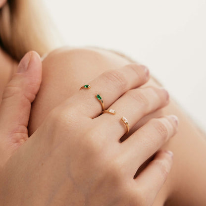 Geburtsstein Duo Baguette Offener Ring