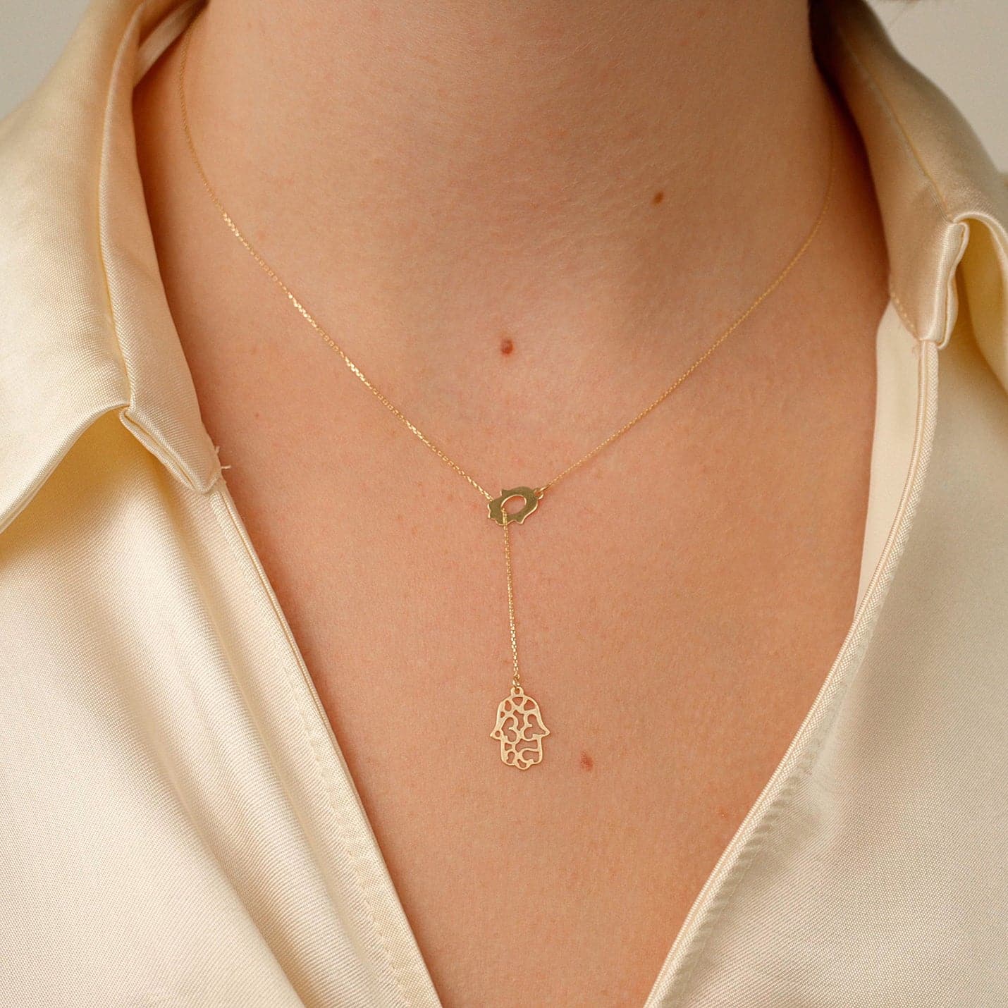 Collier Hamsa Lariat en or 585