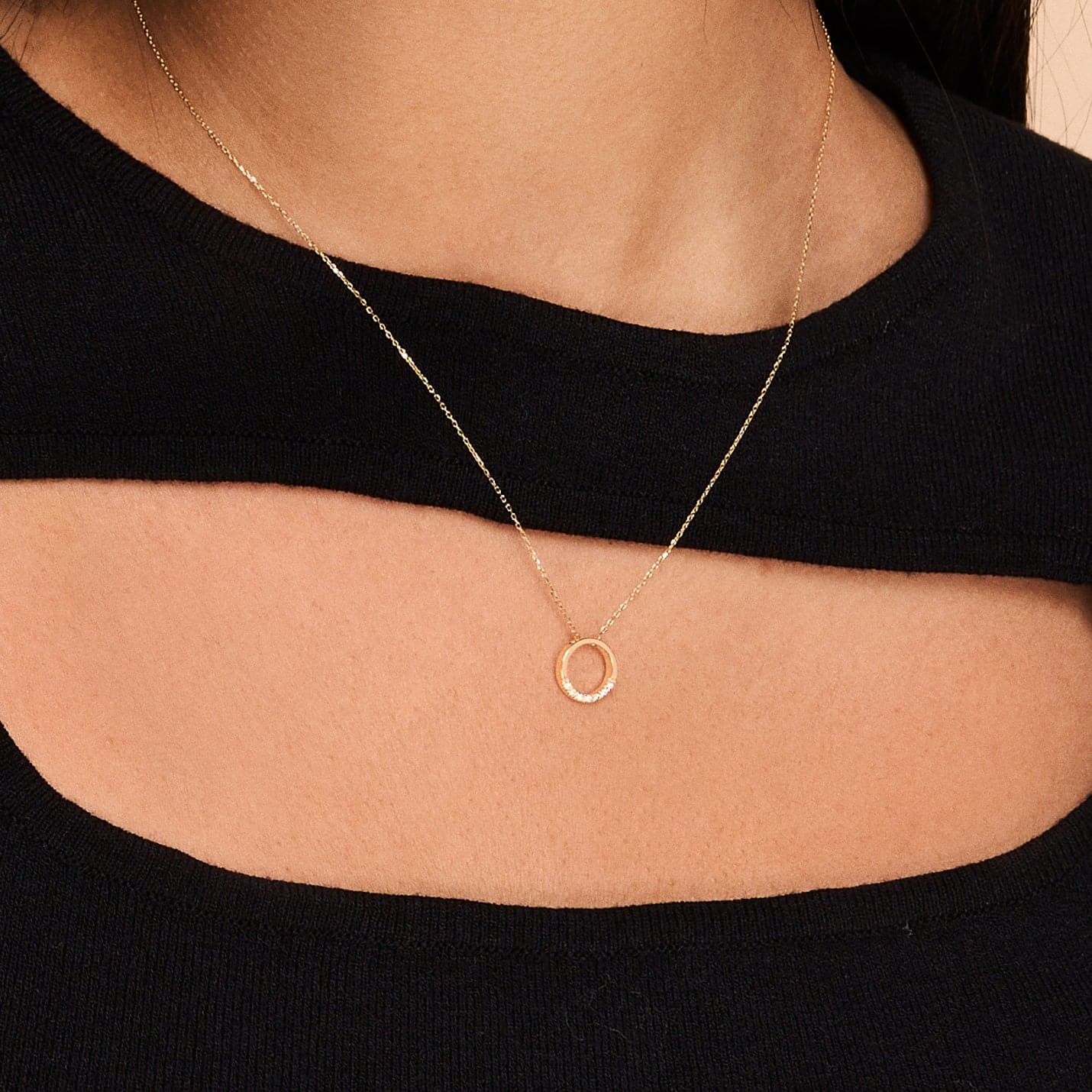 Diamant Kreis Anhänger Halskette