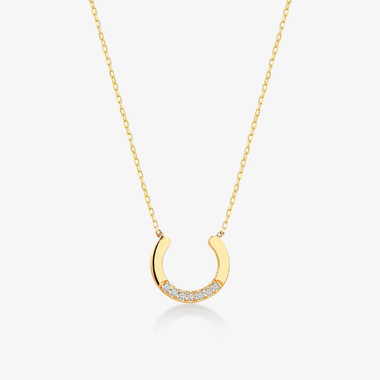 Diamond horseshoe pendant necklace in 585 gold