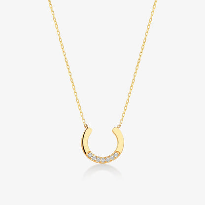 Diamant Hufeisen Anhänger Halskette