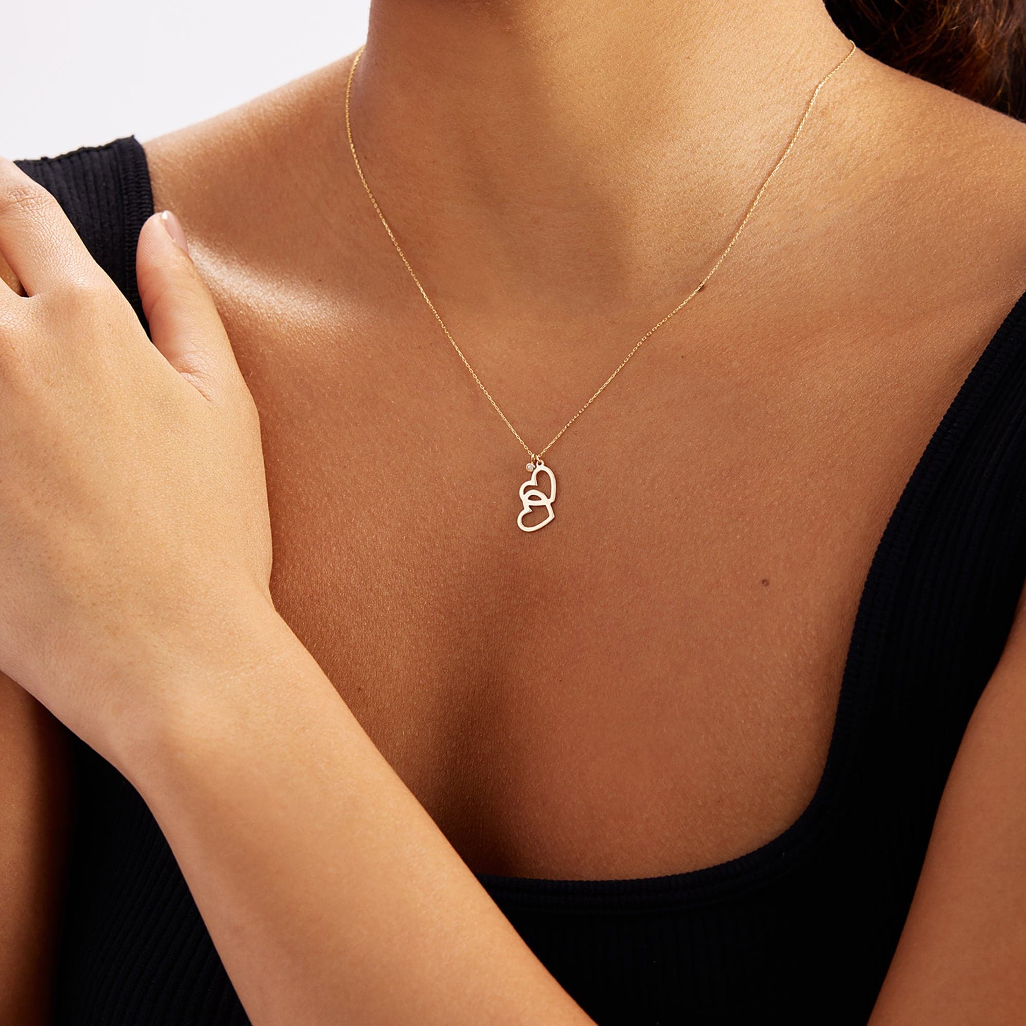 Diamant-Halskette mit verschlungenem Herz