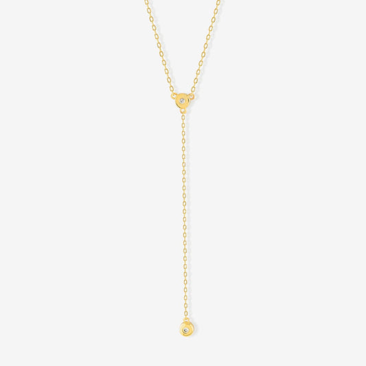 Solitaire Diamond Y-Necklace in 14K Gold