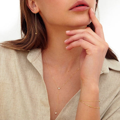 Solitaire Diamond Y-Necklace in 14K Gold